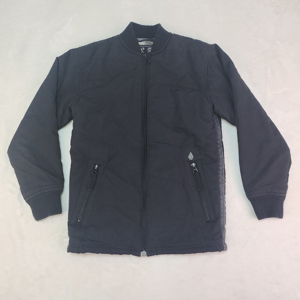 Volcom Workwear Jacket Youth Small Black Bomber Utility Insulated Grunge Skater